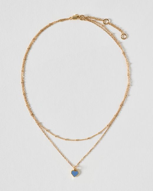 Oliver Bonas White Ottilie Mini Heart Pendant Double Row Necklace