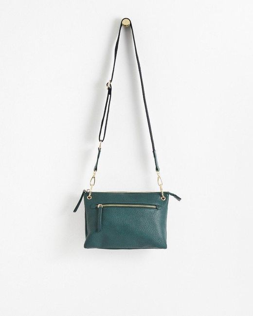 Oliver Bonas Laurie Triple Pocket & Metallic Crossbody Bag in Green