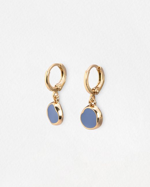 Oliver Bonas Blue Emir Enamel Disc Huggie Earrings