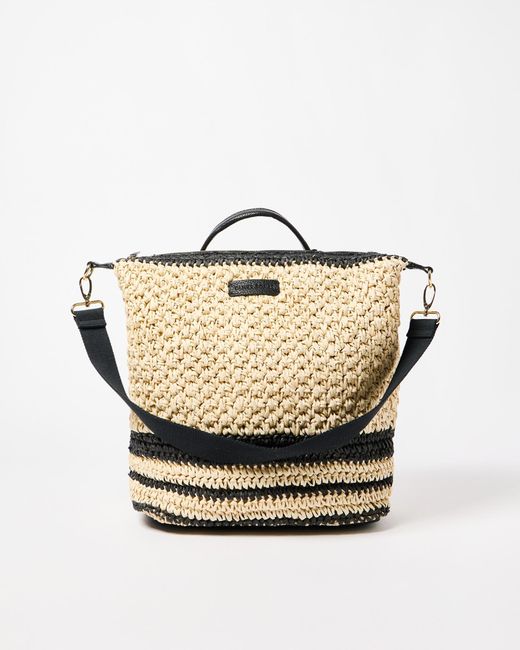 Oliver Bonas Multicolor Ethel Brown Raffia Woven Backpack