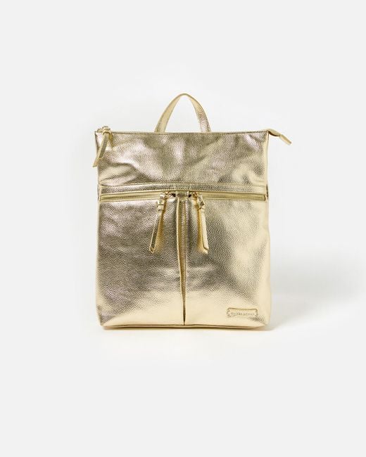 Oliver Bonas Natural Anie Gold Metallic Backpack Medium