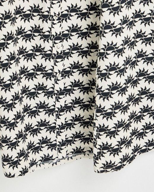 Oliver Bonas Natural Monochrome Sun Print Midi Skirt