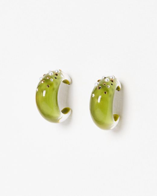 Oliver Bonas Katrina Stone Tinted Resin Green Hoop Earrings