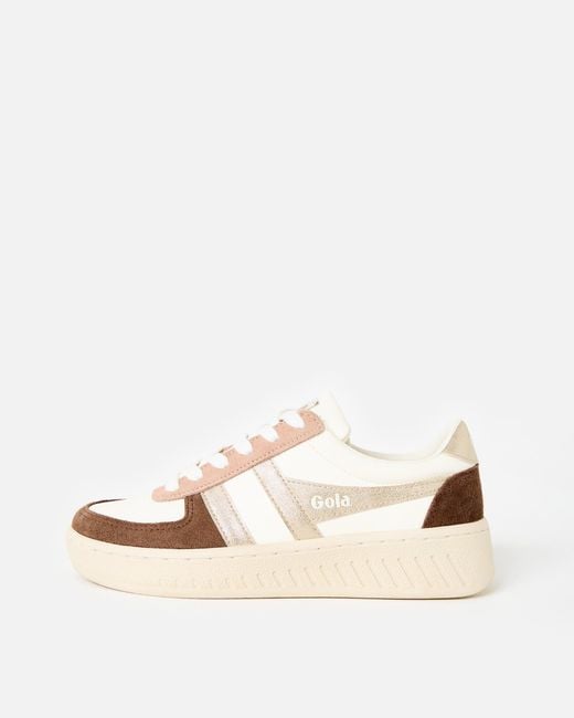 Gola Natural Grandslam Quadrant Otter & Gold Trainers, Size 3