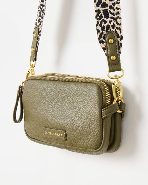 Oliver Bonas Green Naha Khaki Crossbody Bag