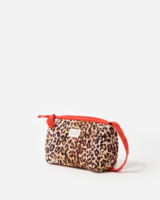 Oliver Bonas White & Red Leopard Print Small Wash Bag