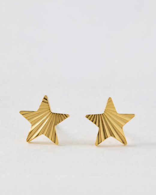 Oliver Bonas Metallic Novie Tone Waterproof Etched Star Stud Earrings
