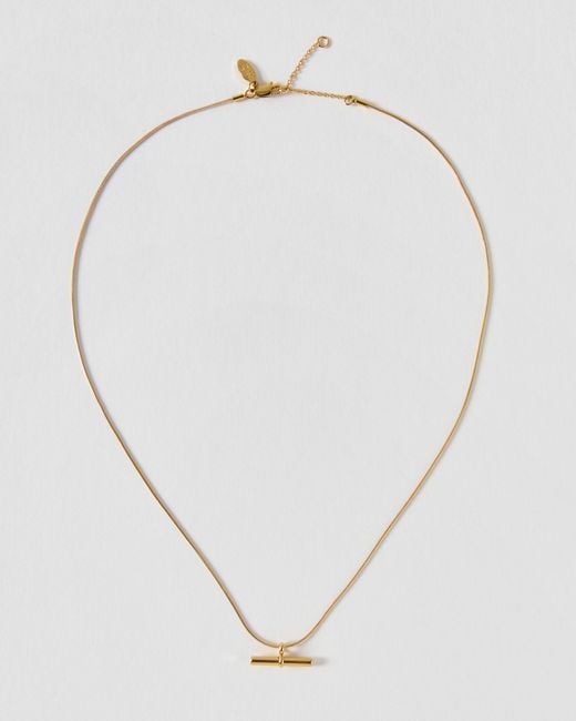 Oliver Bonas Metallic Frankie Tone Waterproof T-bar Charm Pendant Necklace