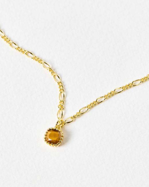Oliver Bonas Metallic Briar Tiger's Eye Pendant Necklace