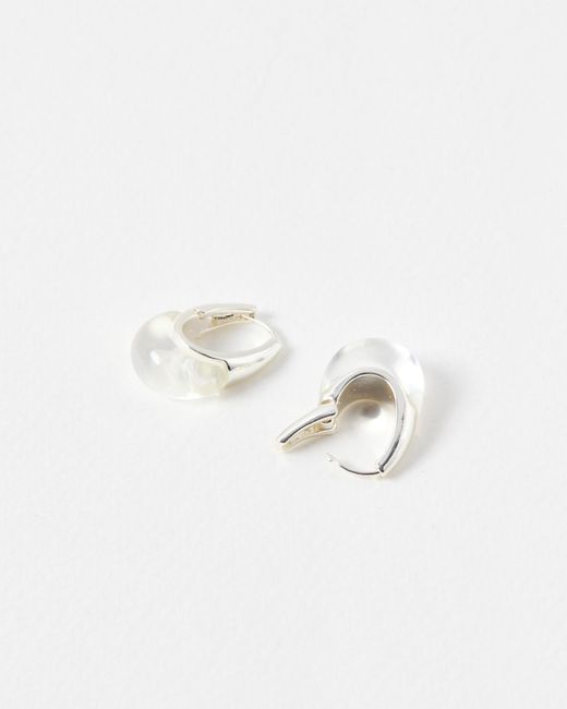 Oliver Bonas White Hebe Clear Resin Inlay Tone Hoop Earrings