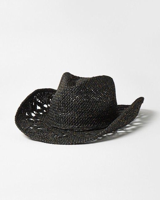 Oliver Bonas Black Sparkle Straw Cowboy Hat