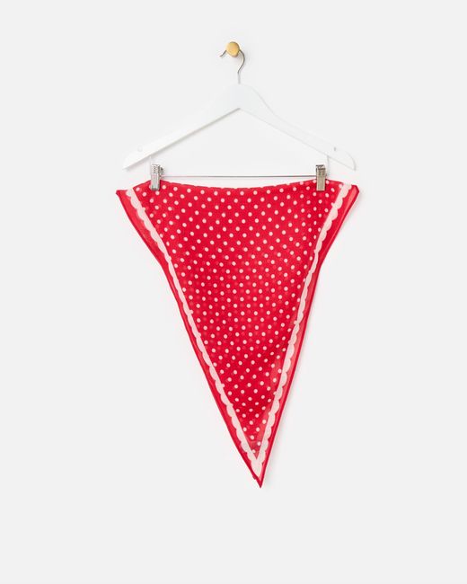 Oliver Bonas Red & White Polka Dot Diamond Scarf