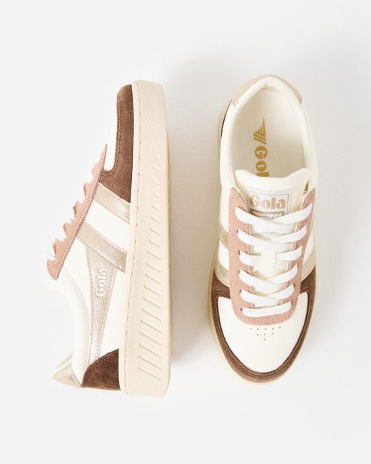Gola Natural Grandslam Quadrant Otter & Gold Trainers, Size 3