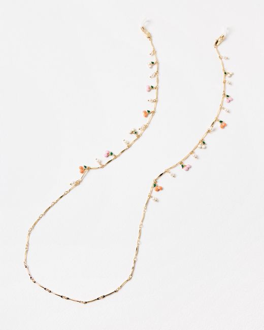 Oliver Bonas White Molly Cherry Charm & Faux Pearl Glasses Chain