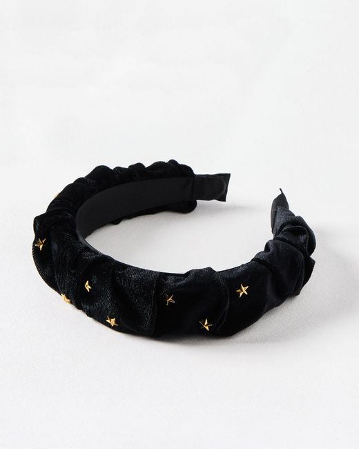 Oliver Bonas Black Cara Ruched Velvet Star Studded Headband