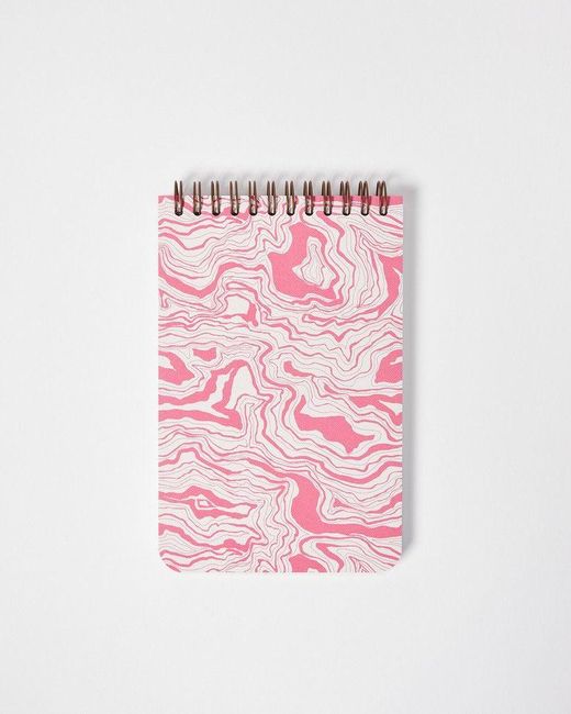 Oliver Bonas Pink Marble Ring-bound Lined Notebook