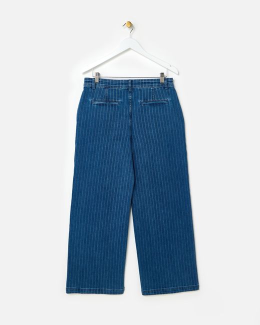 Oliver Bonas Blue Dark Denim Striped Wide Leg Jeans, Size 6