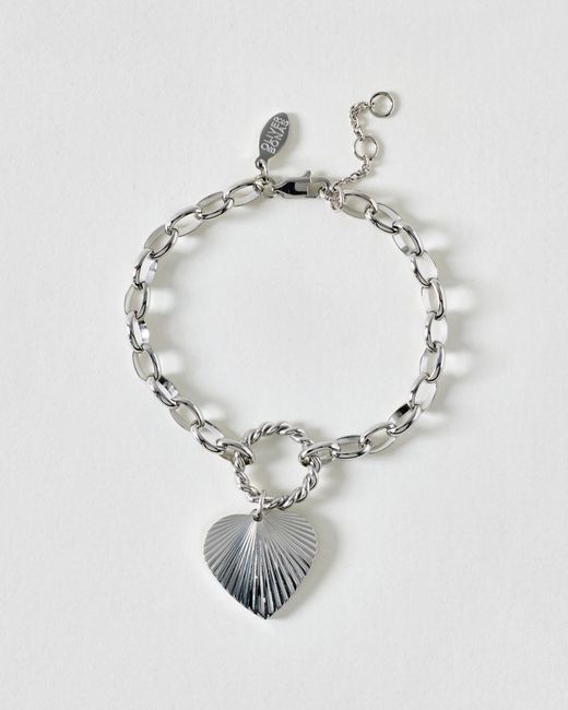 Oliver Bonas White Louisa Heart Tone Waterproof Chain Bracelet