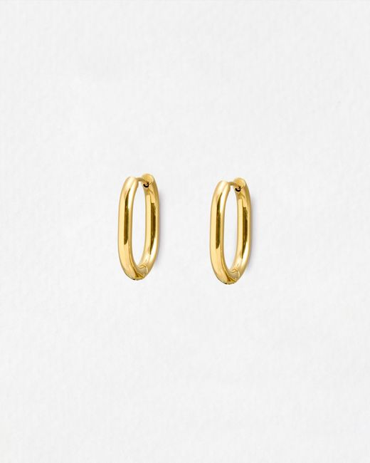 Oliver Bonas White Wren Tone Waterproof Oval Clicker Hoop Earrings