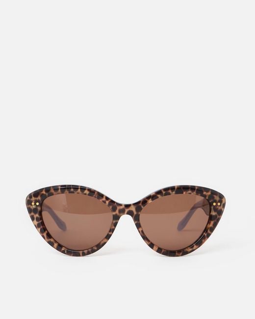 Oliver Bonas Brown Leopard Print Cat Eye Acetate Sunglasses