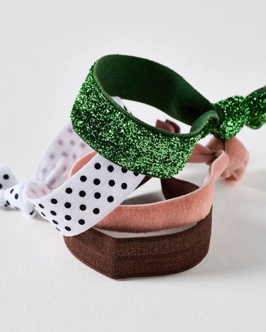 Oliver Bonas Metallic Felicity Polka Dot & Velvet Hair Bands Set Of Four