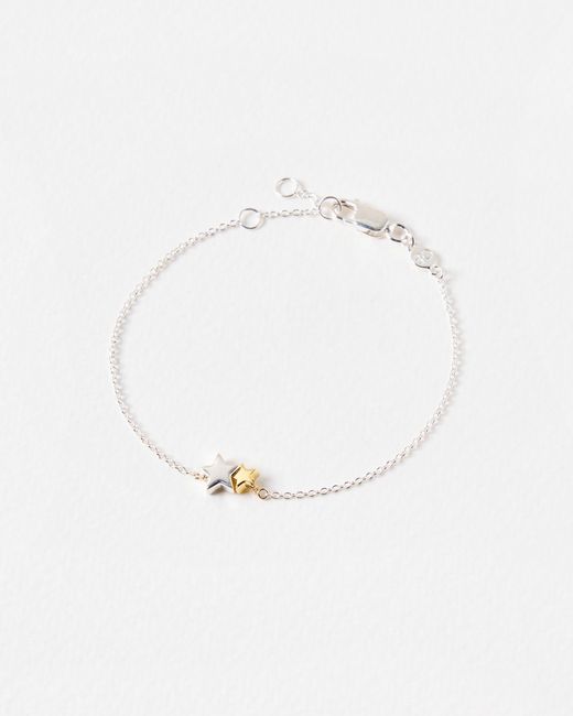 Oliver Bonas White Callie Star Charm Silver & Chain Bracelet