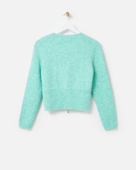 Oliver Bonas Green Mint Zip Through Knitted Cardigan, Size 16