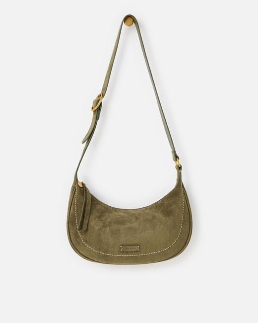 Oliver Bonas Green Ida Faux Suede Sling Crossbody Bag