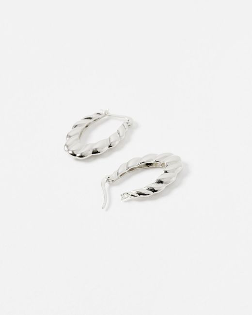 Oliver Bonas White Pippa Wavy Oval Hoop Earrings