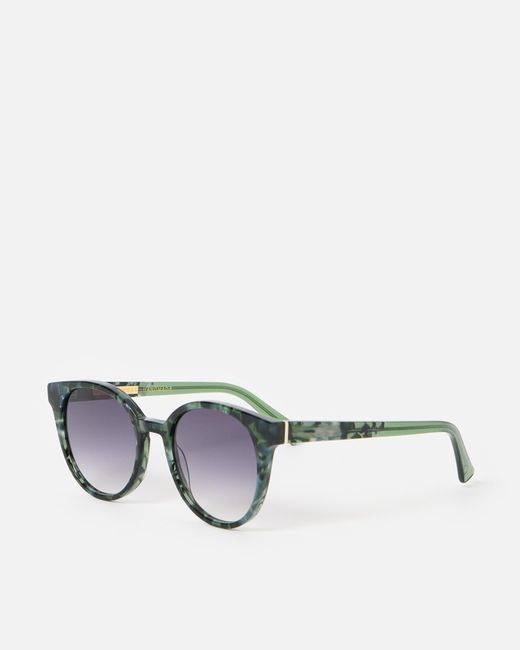 Oliver Bonas Green Preppy Faux Tortoiseshell Round Acetate Sunglasses