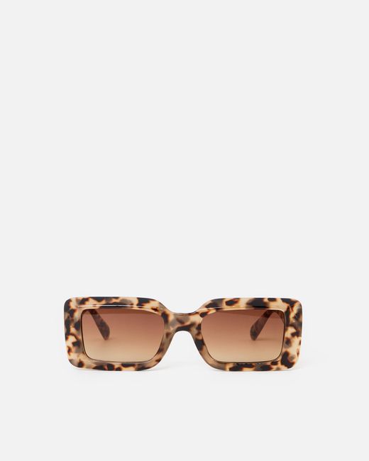 Oliver Bonas Brown Milky Faux Tortoiseshell Rectangular Sunglasses