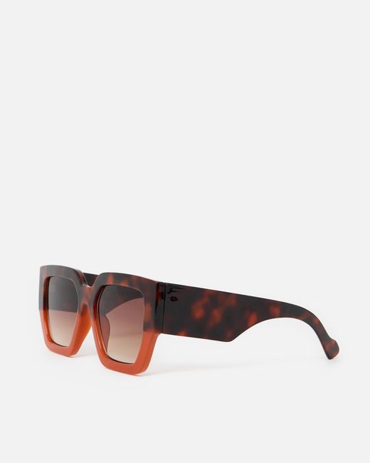 Oliver Bonas Brown & Faux Tortoiseshell Angled Square Sunglasses