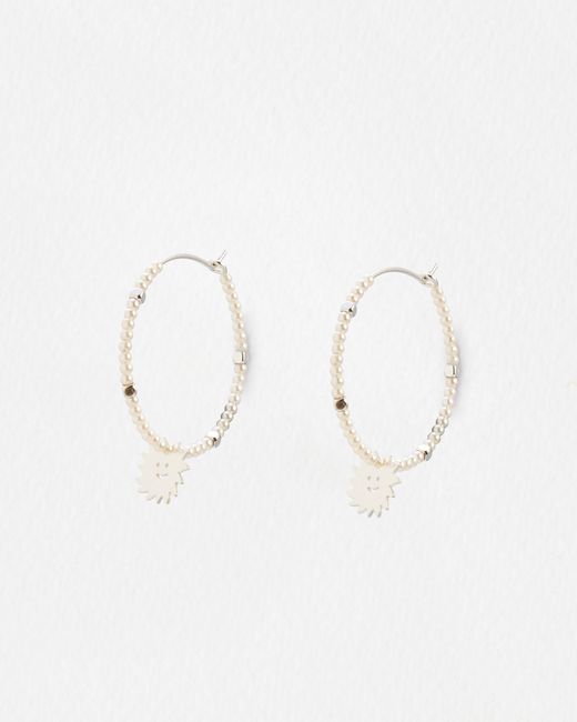 Oliver Bonas Natural Brilla Sunshine Faux Pearl Tone Hoop Earrings