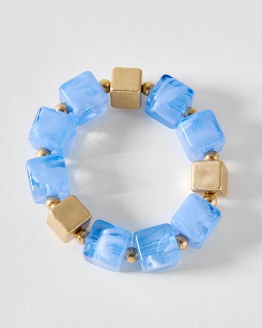 Oliver Bonas Blue Jules Square Resin Bead Chunky Bracelet