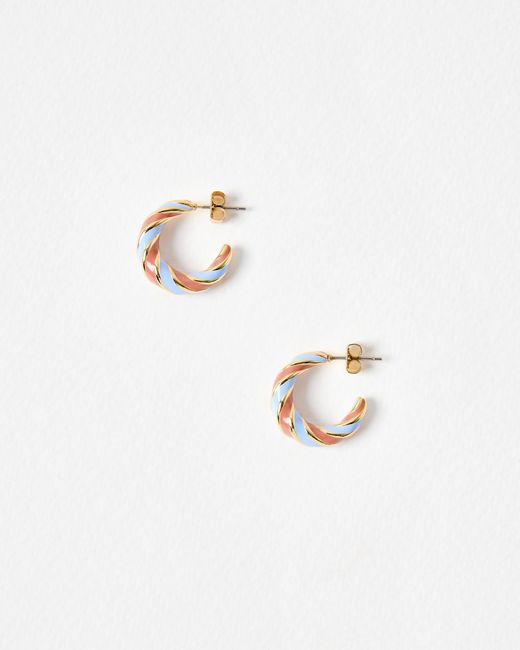 Oliver Bonas White Vera Red & Enamel Twist Hoop Earrings