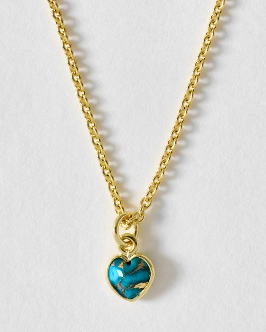 Oliver Bonas Metallic Auden Copper Turquoise Heart Charm Pendant Necklace