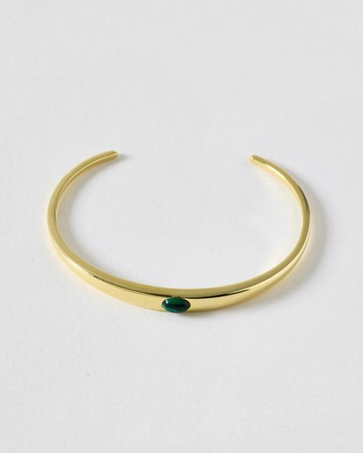 Oliver Bonas Metallic Solene Green Malachite Inlay Cuff Bangle