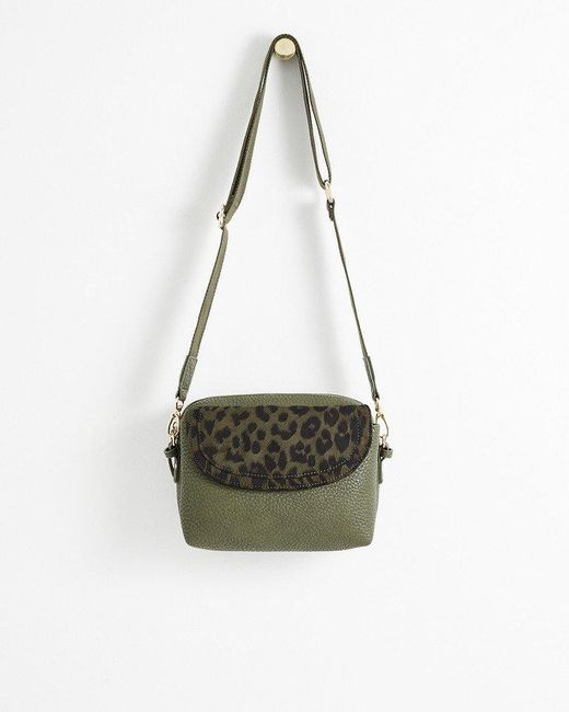 Oliver Bonas Mila Khaki Animal Print Crossbody Bag in Green (White) Lyst