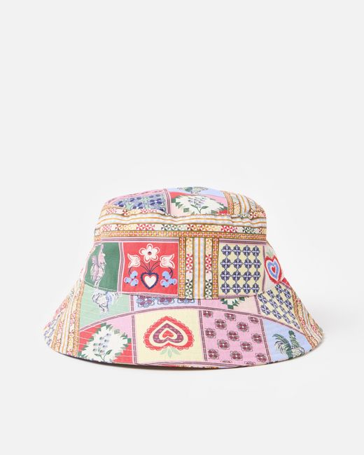 Oliver Bonas Red Summer Tile Print Bucket Hat