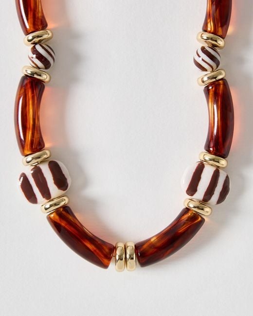Oliver Bonas Pink Talia Resin Beaded Necklace