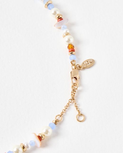 Oliver Bonas Metallic Jackson Heart Pendant Beaded Necklace