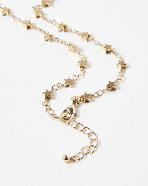 Oliver Bonas White Taurus Mini Stars Tone Chain Necklace