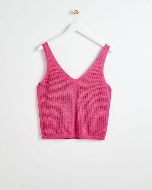 Oliver Bonas Pink Sparkle Knitted Camisole Top