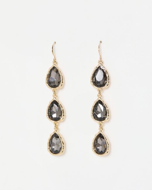 Oliver Bonas Natural Intira Stone Teardrop Tiered Drop Earrings