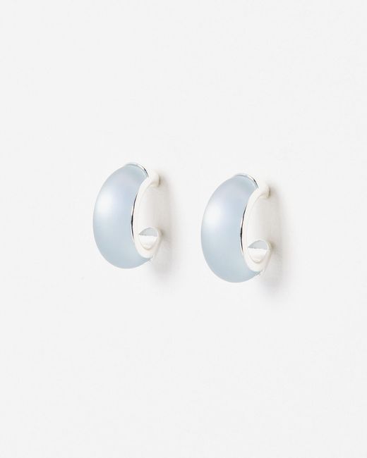 Oliver Bonas White Kay Lilac Resin Silver Tone Hoop Earrings