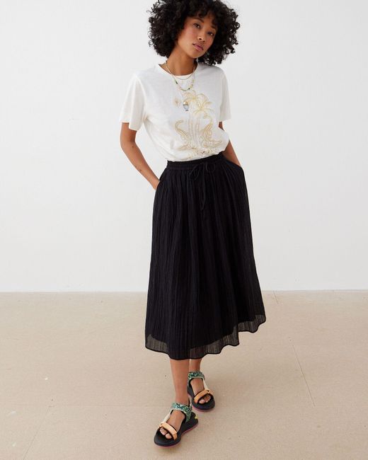 Oliver Bonas White Textured Midi Skirt, Size 6