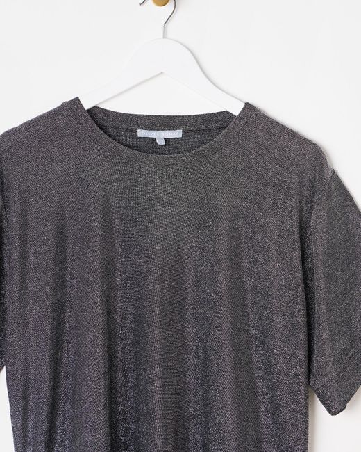 Oliver Bonas Gray Silver Shimmer Metallic T-shirt, Size 14