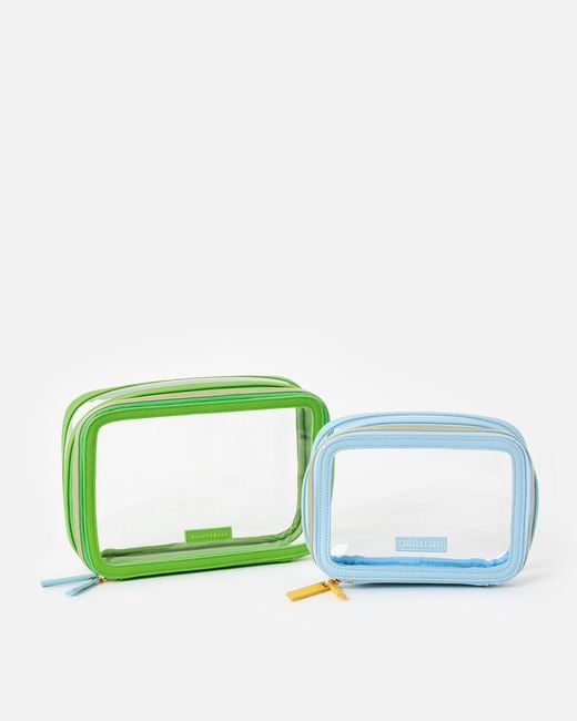 Oliver Bonas Green & Blue Travel Makeup Bags Set Of Two