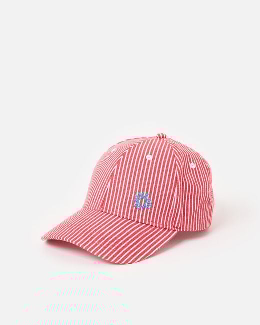 Oliver Bonas Pink & White Pinstripe Cap Hat