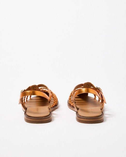 Oliver Bonas Orange Metallic Leather Plaited Gladiator Sandals